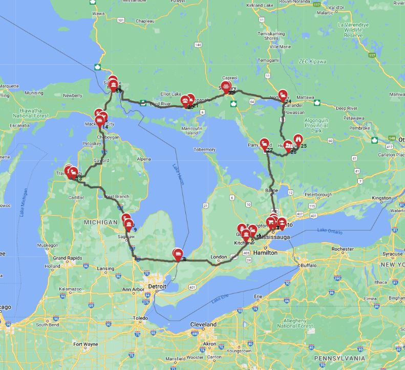 Map for Toronto  Roundtrip - Lakeside Odyssey Around Lake Huron